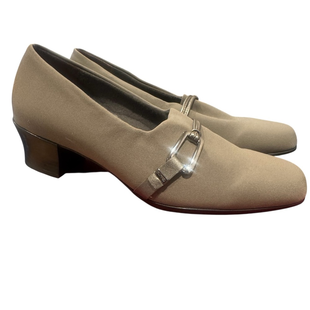 MUNRO Cindi Khaki Loafers with Silver Buckle